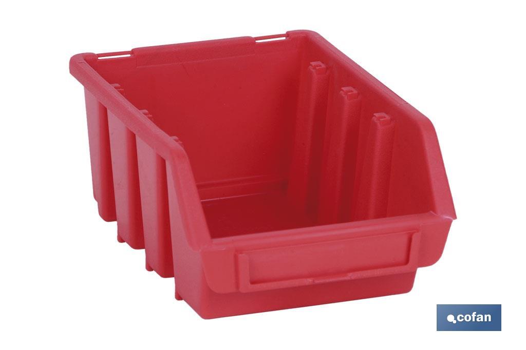 Gaveta apilable almacenamiento Súper 5 color rojo | Con porta etiquetas | Fabricada en polipropileno