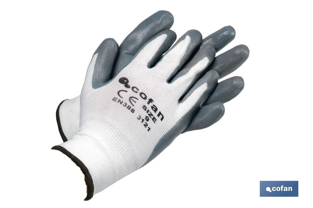 Guantes Soporte de Nylon Impregnados Gris-Blanco (100% Nylon)