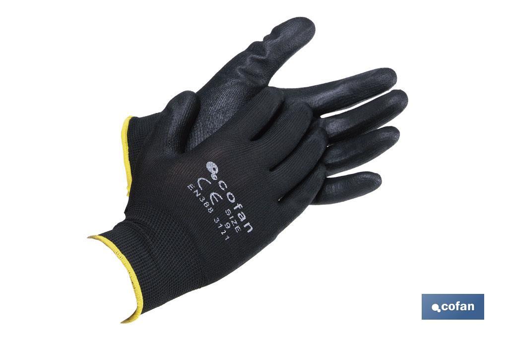 Guantes Soporte de Nylon Impregnados Negro (100% Nylon)