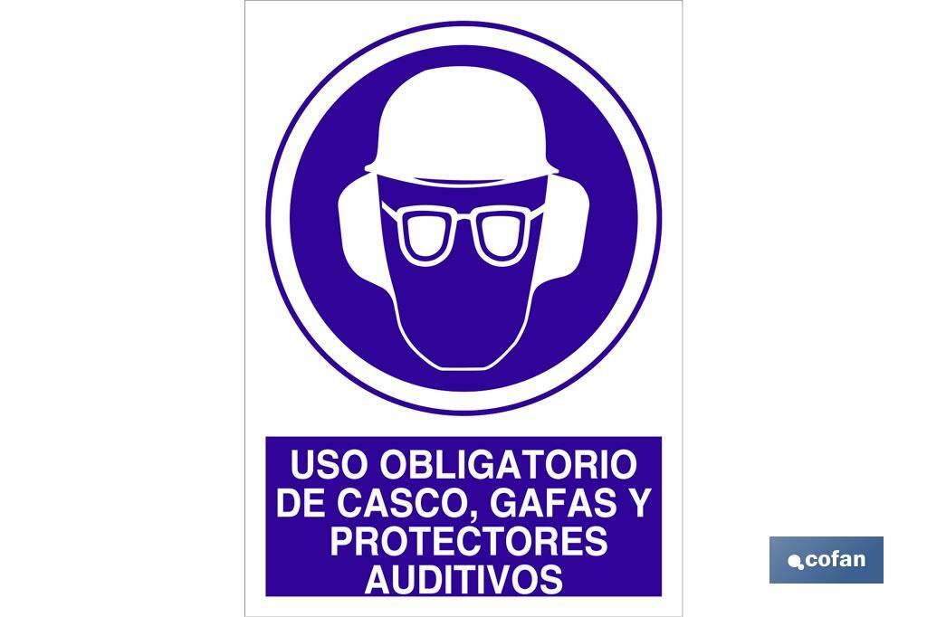 Uso obligatorio de casco, gafas y protectores auditivos