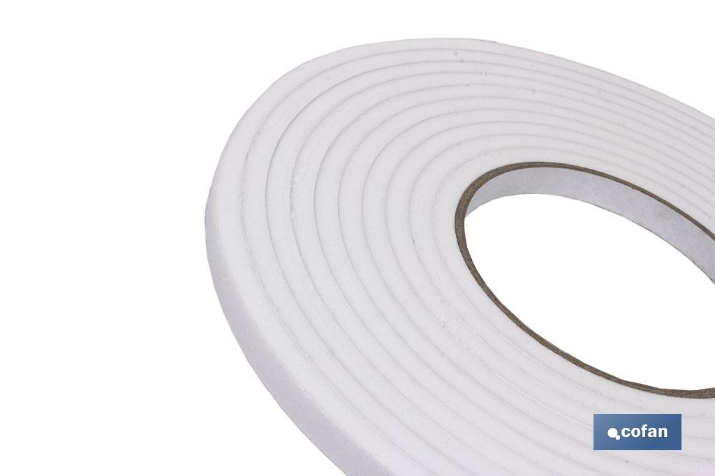 Rollo de tira adhesiva de espuma blanca | Aislante térmico y acústico | Fácil de cortar