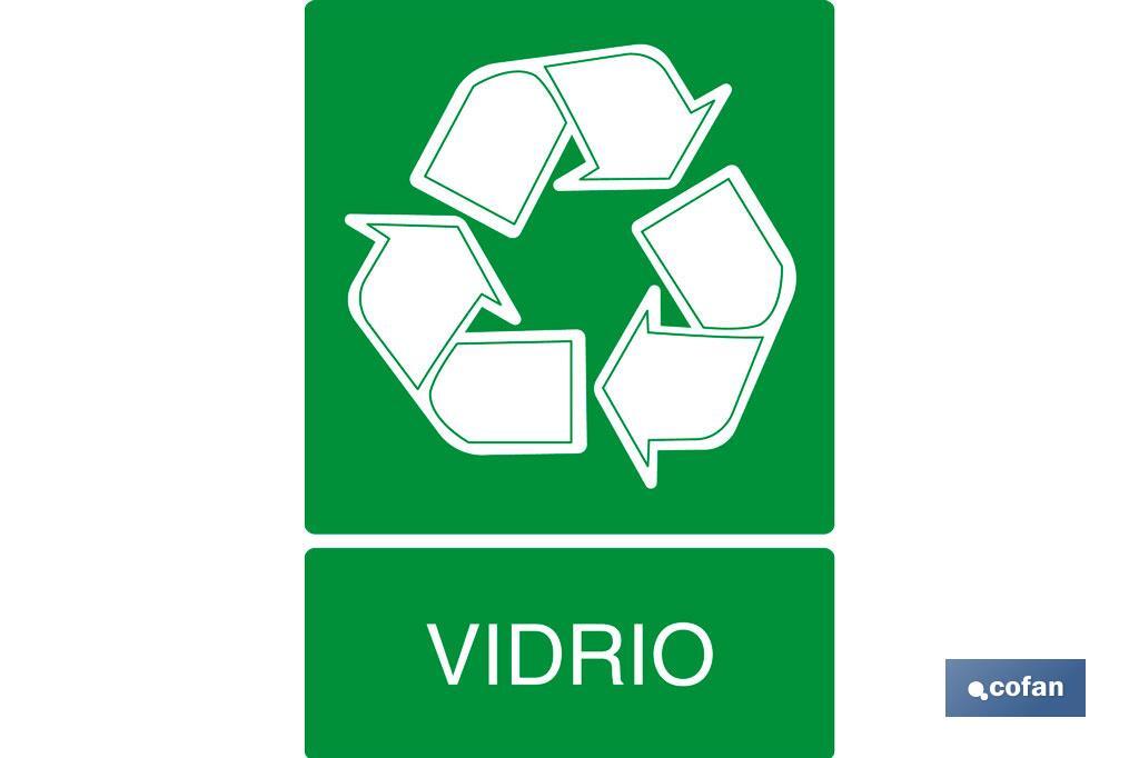 Reciclaje vidrio. El diseño de la señal puede variar, pero en ningún caso se variará el significado de la misma.