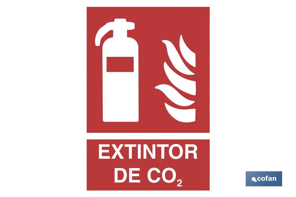 Extintor CO2. El diseño de la señal puede variar, pero en ningún caso se variará el significado de la misma.