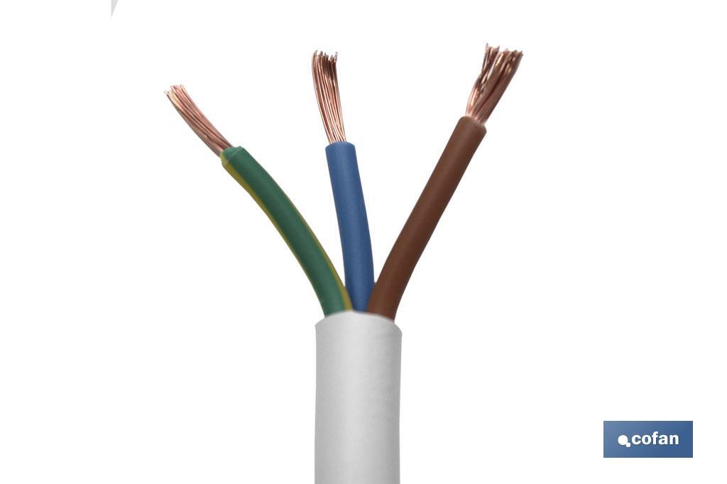 Rollo Cable Eléctrico de 100 m | PVC H05VV-F | Sección 3 x 1 mm2 | Color Blanco