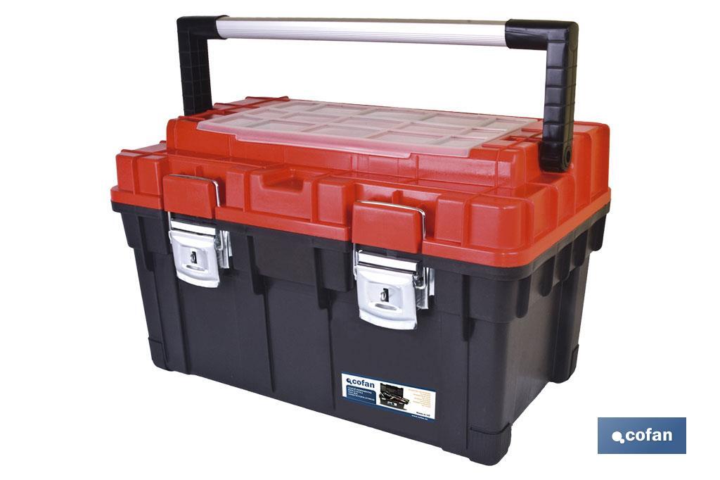 Caja de herramientas Heavy Duty | Cofre profundo con alta capacidad de almacenamiento | Color negro y rojo
