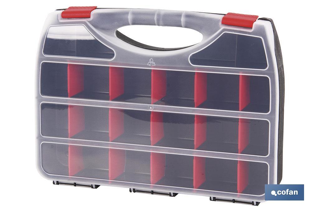 Estuches de plástico de 22 compartimentos | Dimensiones: 64 x 268 x 66 mm | Fabricados en polipropileno